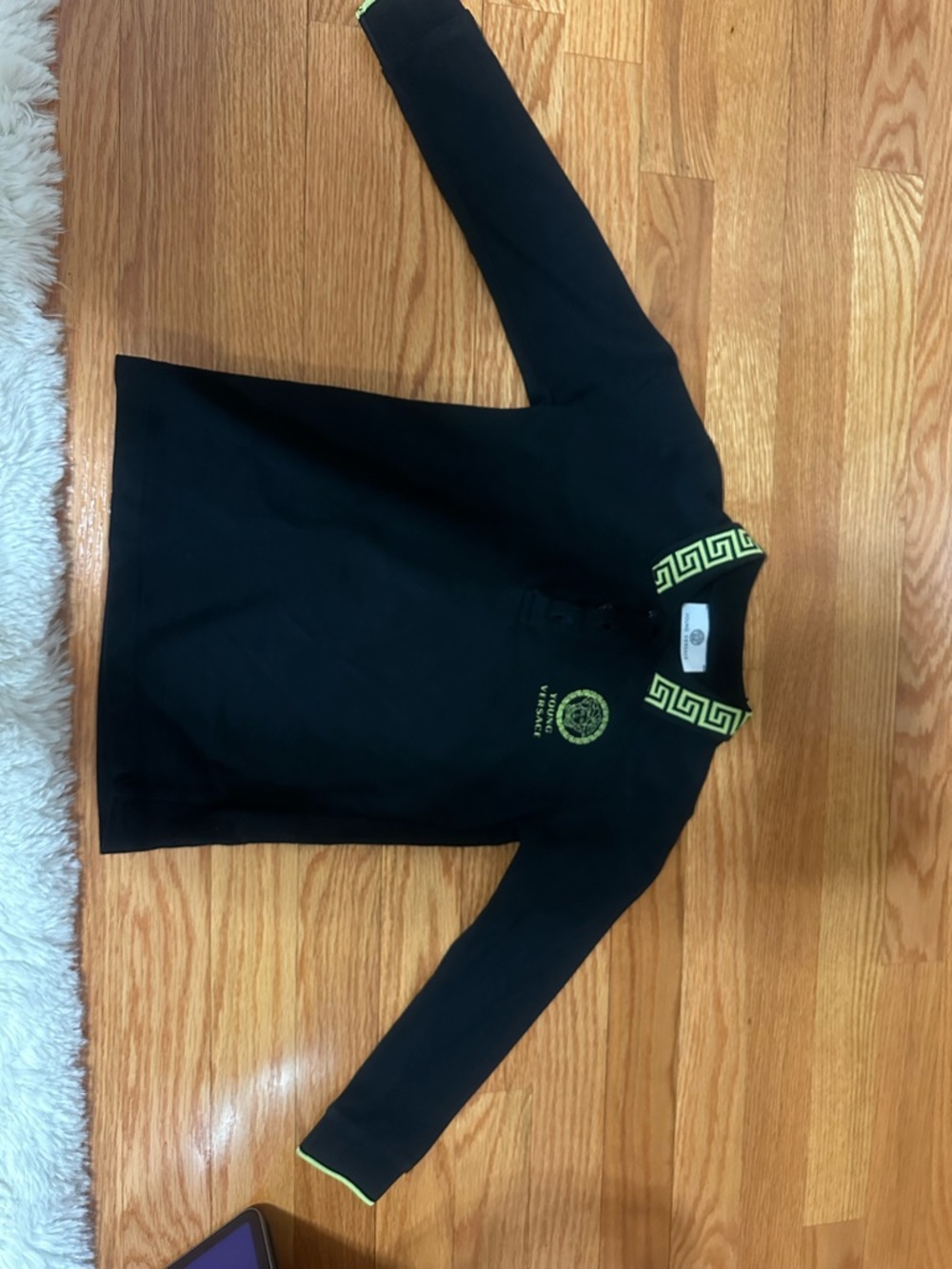 Authentic Young Versace Kids 4A Black Medusa Greek Key Shirt Designer